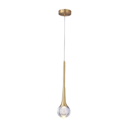 Modern Luxury Glass Teardrop Brass LED Pendant Light