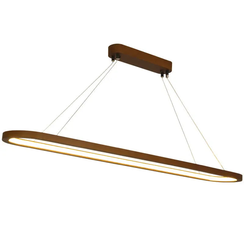 Modern Chinese Solid Wood Round Ring Frame Island Light LED Chandelier Lumendat