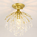 Scandinavian Modern Round Iron Crystal 1-Light Semi-Flush Mount Ceiling Light Lumendat