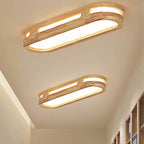 Nordic Minimalist Solid Wood Acrylic Ring LED Flush Mount Ceiling Light BulbSquare