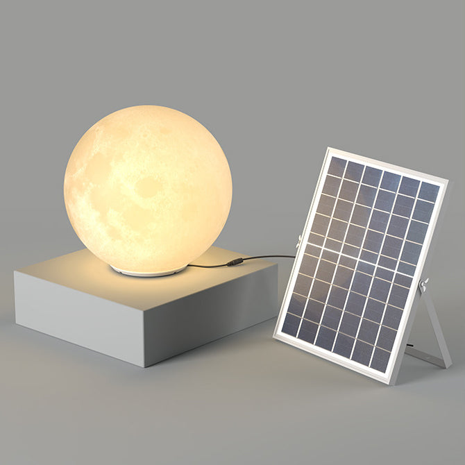 Contemporary Nordic Solar Waterproof PE Resin Round Moon LED Pendant Light For Outdoor Patio