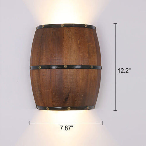 Industrial Vintage Half Barrel Wood LED Wall Sconce Lamp