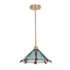 Vintage Tiffany Stained Glass Umbrella Shape 1-light Pendant Light BulbSquare