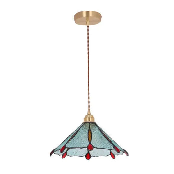 Vintage Tiffany Stained Glass Umbrella Shape 1-light Pendant Light BulbSquare