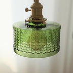 Contemporary Nordic Brass Iron Glass Clear Round Drum Copper 1-Light Pendant Light For Living Room & Bedroom Lumendat