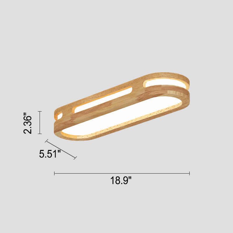 Nordic Minimalist Solid Wood Acrylic Ring LED Flush Mount Ceiling Light BulbSquare