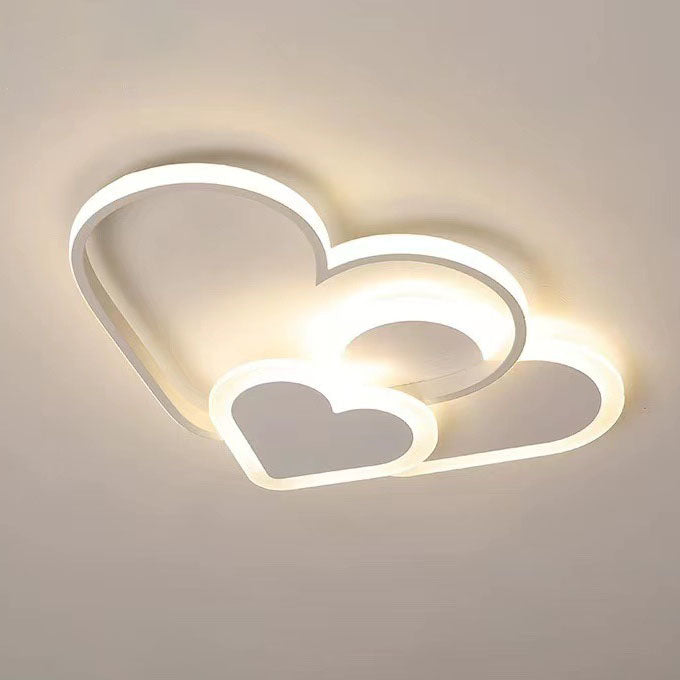 Contemporary Scandinavian Heart Shape Acrylic Metal LED Flush Mount Ceiling Light for Bedroom