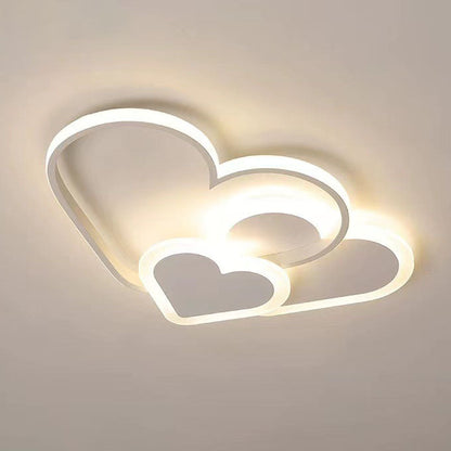 Contemporary Scandinavian Heart Shape Acrylic Metal LED Flush Mount Ceiling Light for Bedroom