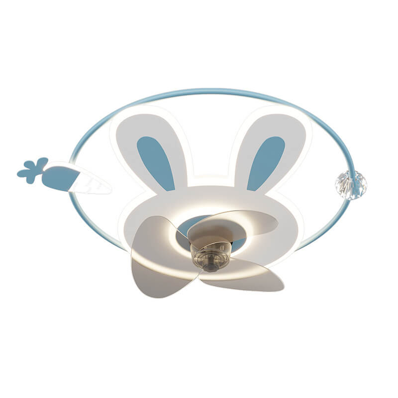 Lumendat Cartoon Creative Bunny Carrot LED Flush Mount Ceiling Fan Light Lumendat
