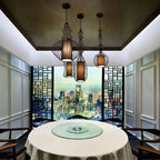 Contemporary Industrial Cage Iron Fabric 1-light Pendant Light for Living Room BulbSquare