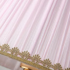 Traditional European Pleated Fabric Shade Ceramic Column Base 1-Light Table Lamp For Study Lumendat