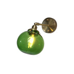 Japanese Vintage Round Ball Glass Brass 1-Light Wall Sconce Lamp
