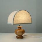 Japanese Wabi-sabi Vintage Solid Wood Fabric 1-Light Table Lamp Lumendat
