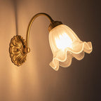 European Vintage Floral Copper Glass 1-Light Wall Sconce Lamp Lumendat