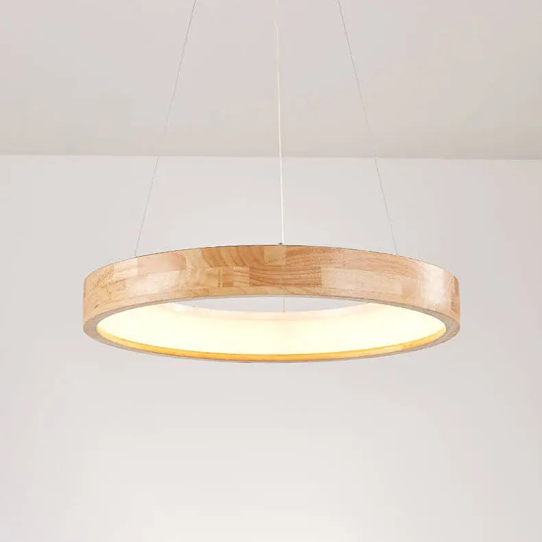 Japanese Minimalist Log Circle Island Light LED Chandelier – Dimmable Lumendat
