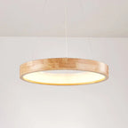 Japanese Minimalist Log Circle Island Light LED Chandelier – Dimmable Lumendat