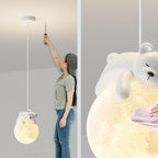 Contemporary Creative Resin Animal Rabbit Moon 1-light Kids Pendant Light for Living Room BulbSquare