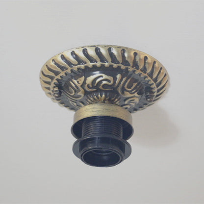 Traditional Tiffany Pastoral Purple Flower Stained Glass Bowl-shaped 1-light Semi-flush Mount Ceiling Light for Living Room