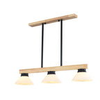 Nordic Solid Wood Cone Glass Shade 3/4 Light Island Light Chandelier BulbSquare