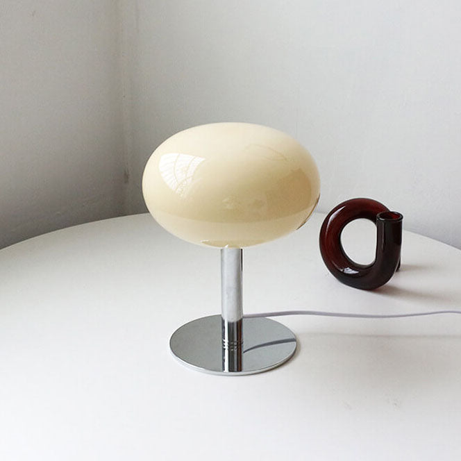 Nordic Vintage Cream Round Glass 1-Light Table Lamp Lumendat