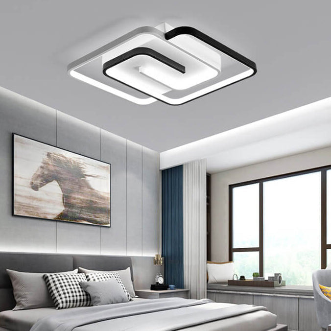 Modern Creative Square Ring Aluminum LED Semi-Flush Mount Ceiling Light Lumendat