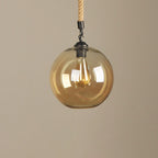 Industrial Vintage Glass Ball Rope Hanging 1-Light Pendant Light
