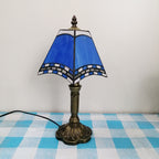European Vintage Tiffany Square Stained Glass Iron 1-Light Table Lamp Lumendat