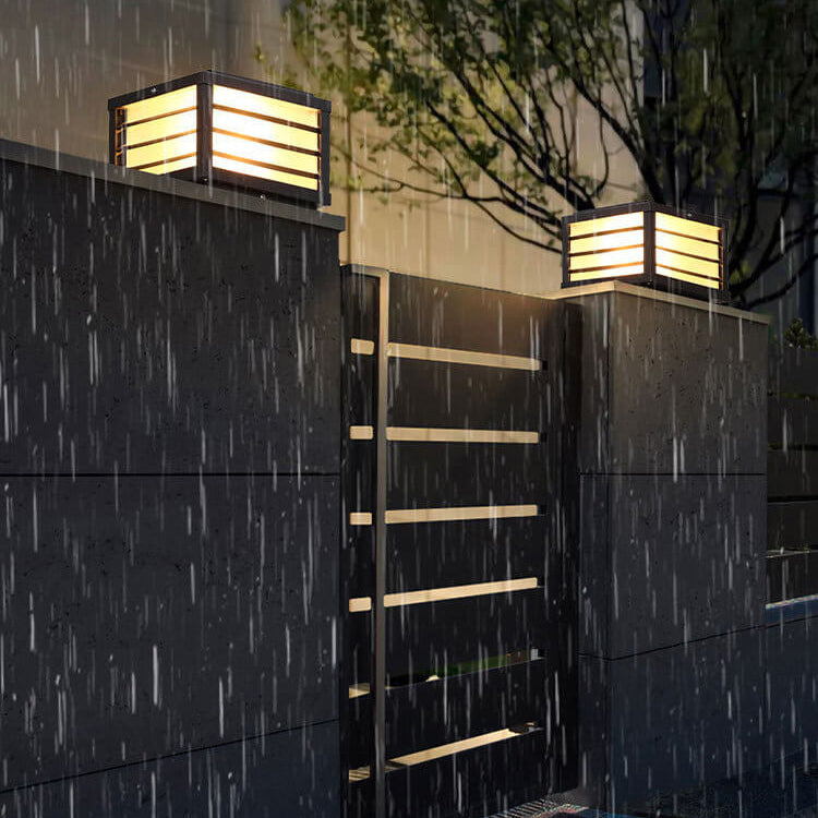 Modern Minimalist Waterproof Solar Square Aluminum PC LED Post Landscape Lighting for Garden Lumendat