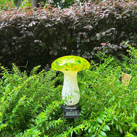 Contemporary Creative Colorful Mushroom Glass Shape LED Solar Waterproof Lawn Insert Light For Garden Lumendat