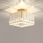 European Luxury Crystal Round Square 1-light Semi-flush Mount Ceiling Light