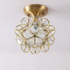 Modern Art Deco Petal Bubble Glass Shade Brass Frame 1-Light Semi-Flush Mount Ceiling Light For Living Room Lumendat