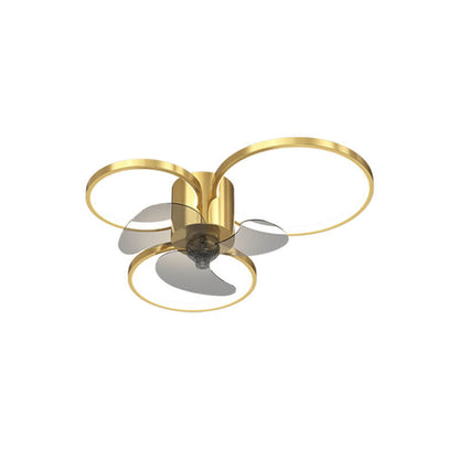 Modern Light Luxury Geometric Square Round Design LED Flush Mount Ceiling Fan Light