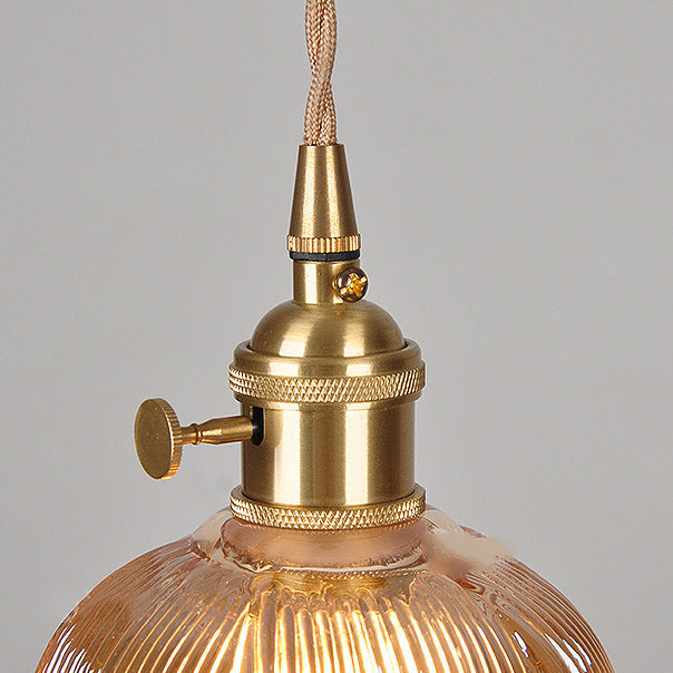 Vintage Nordic Brass Glass Bell Flower 1-light Pendant Light