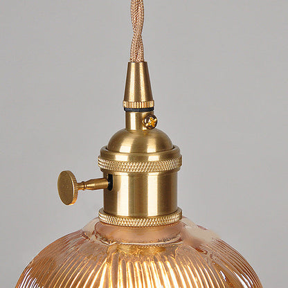 Vintage Nordic Brass Glass Bell Flower 1-light Pendant Light
