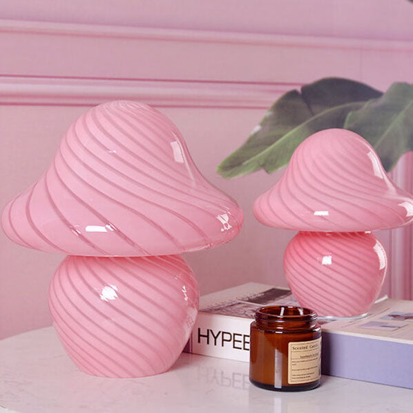 Modern Decorative Mushroom Striped Glass 1-Light Table Lamp Lumendat