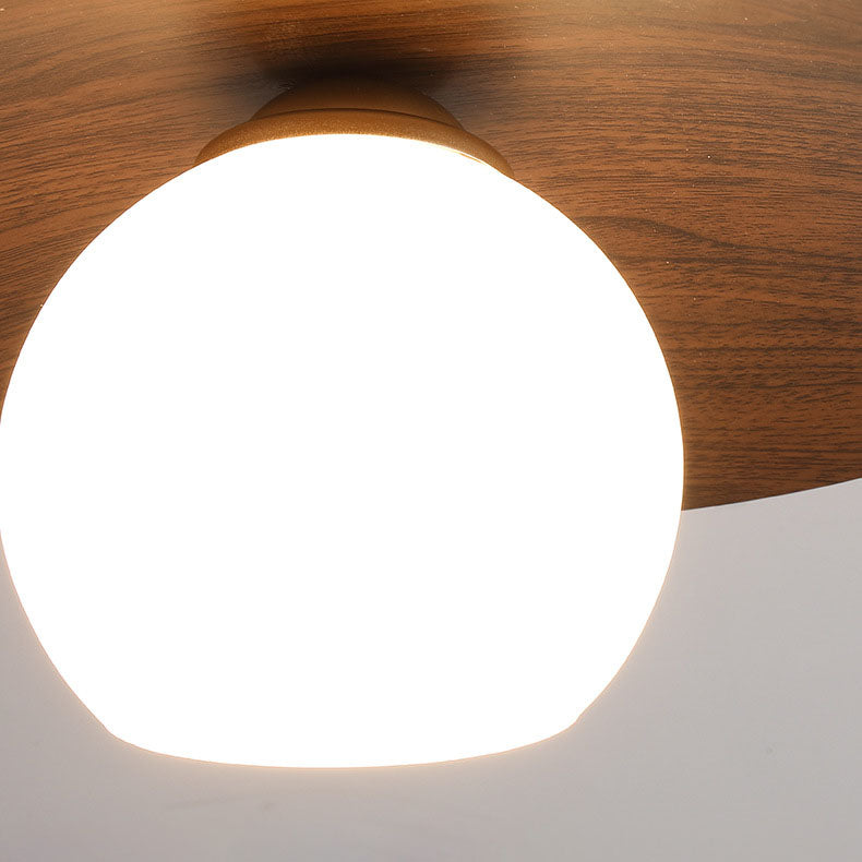 Contemporary Nordic Round Domed Iron Glass 1-light Semi-flush Mount Ceiling Light for Living Room