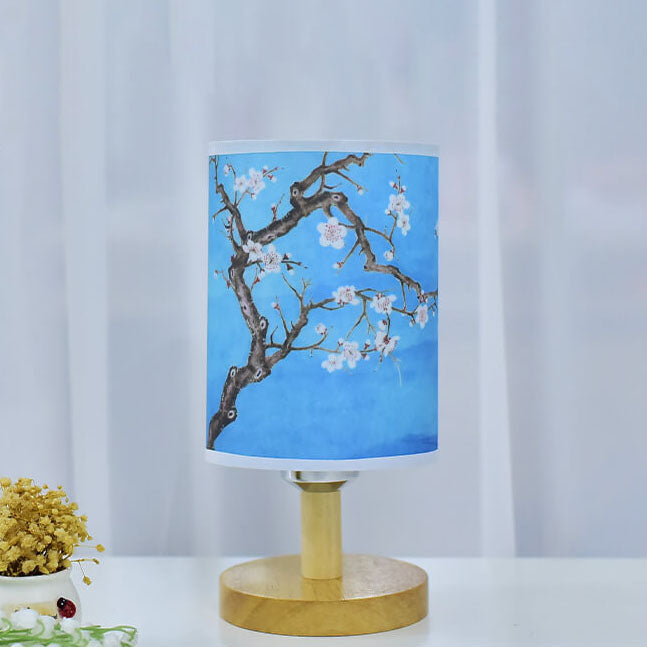 Modern Minimalist Fabric Column Landscape Wood LED Table Lamp Lumendat