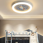 Lumendat Contemporary Creative Kids Round Rocket Acrylic Resin Iron LED Flush Mount Ceiling Light For Bedroom Lumendat