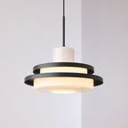 Traditional Vintage Round Cylinder Glass Iron 1-light Pendant Light for Living Room BulbSquare
