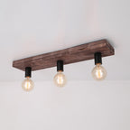 Retro Creative Solid Wood Glass Lampshade 3-light Flush Mount Ceiling Light