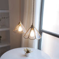 Traditional Japanese Cone Geometric Glass Copper 1-Light Pendant Light Lumendat