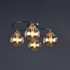 Modern Mid-Century Iron Frame Magic Bean Glass Shade 4/6-Light Semi-Flush Mount Ceiling Light For Living Room Lumendat