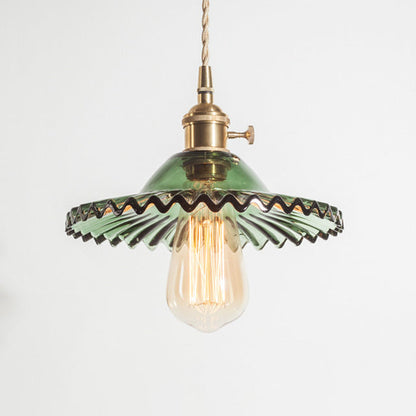 Traditional European Round Textured Glass 1-Light  Dome Lace Pendant Light