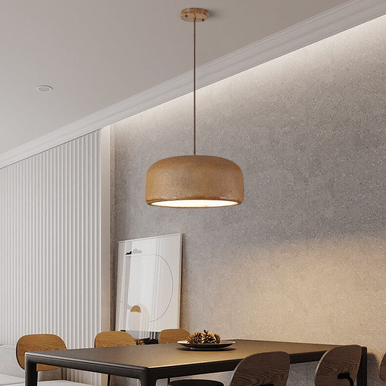 Japanese Minimalist Matte Texture Resin Dome 1-light Pendant Light BulbSquare