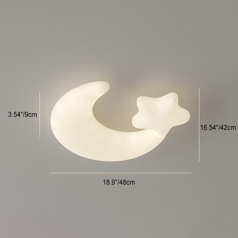 Lumendat Modern Art Deco Kids PE Iron Star Moon LED Flush Mount Ceiling Light For Bedroom Lumendat