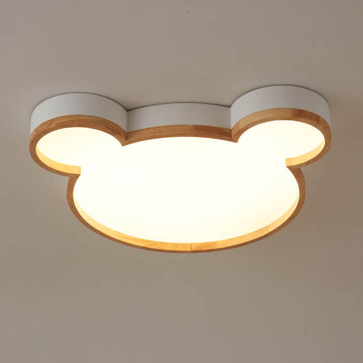 Lumendat Nordic Wood Bear Shape LED Kids Flush Mount Ceiling Light Lumendat