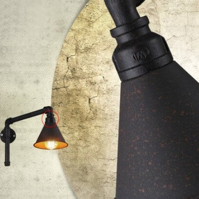 Contemporary Industrial Plumbing Cone Iron 1-Light Wall Sconce Lamp for Living Room Lumendat