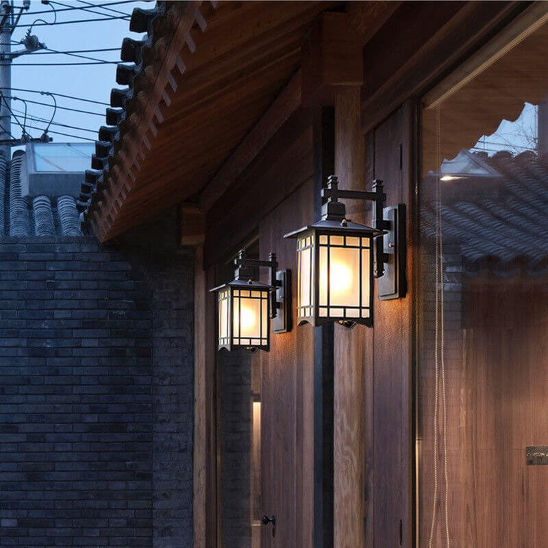 Modern Waterproof Solar Aluminum Chinese Pavilion Shape 1-Light Wall Sconce Lamp Lumendat