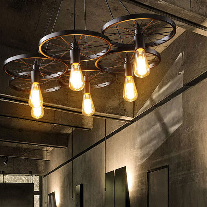 Industrial Creative Personality Wrought Iron Wheels 1/3/6-light Chandelier
