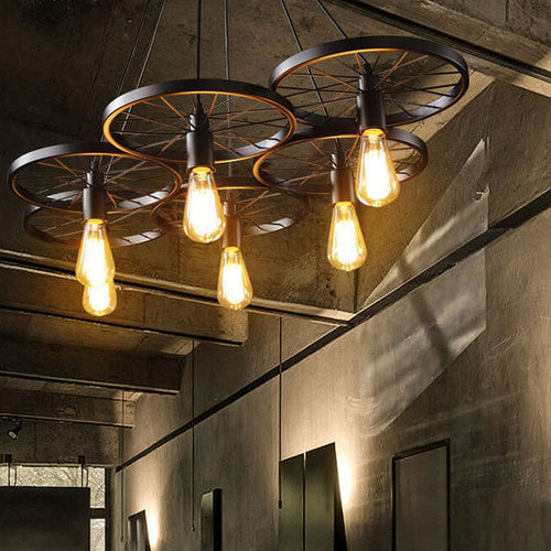 Industrial Creative Personality Wrought Iron Wheels 1/3/6-light Chandelier